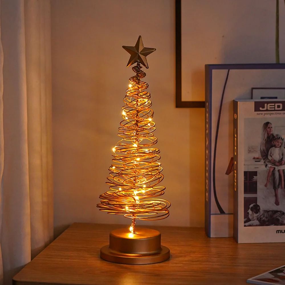 Spiral-Glow Metal Fairy Tree Lamp
