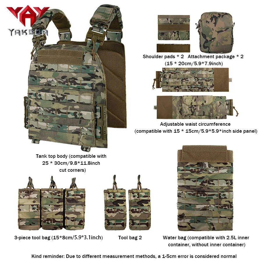 YAKEDA Quick-Release Tactical Training Vest – Breathable, Wear-Resistant MOLLE Expandable Vest