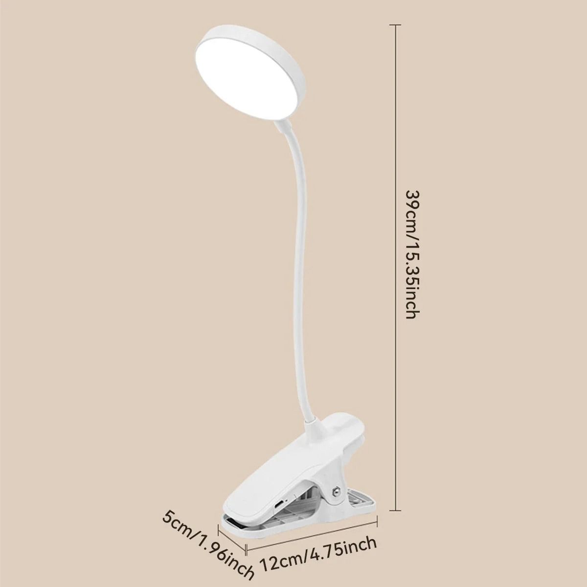 USB Rechargeable Desk Lamp LED Clip Reading Light with Eye Protection and 3 Dimming Modes