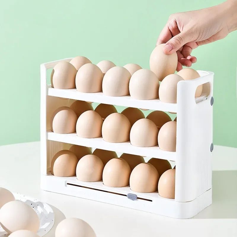 36-Grid Flip Egg Holder for Refrigerator – Detachable Egg Storage Organizer with Freshness Timer