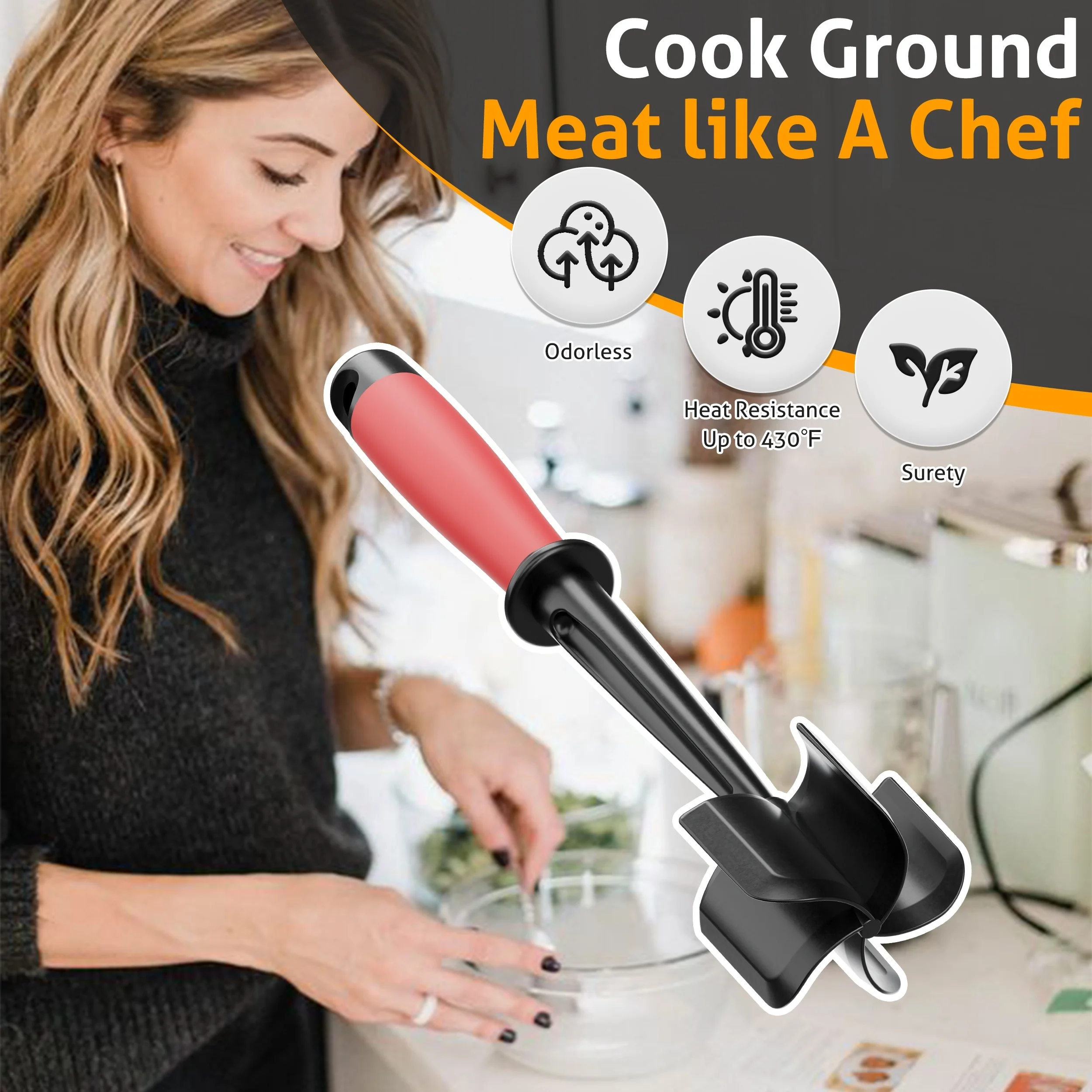 Meat Chopper & Masher Heavy Duty, Non-Stick, Dishwasher Safe