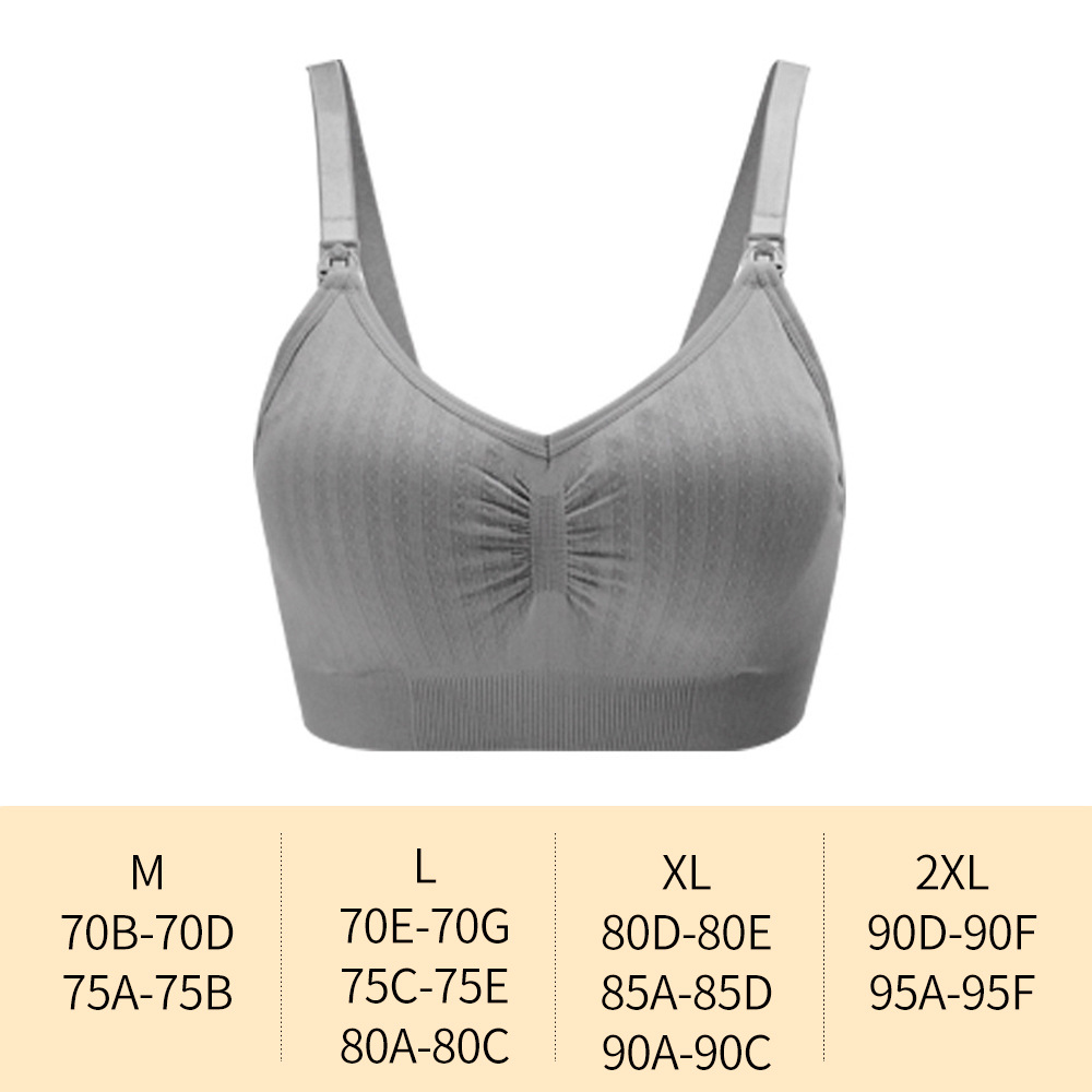 Seamless Nursing Bra, Breathable Maternity Bra with Single Handed Front Buckle, Push Up Women's Breastfeeding Underwear,