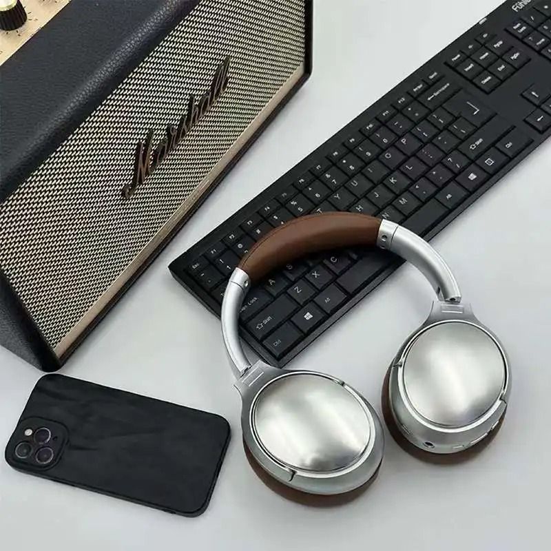 Metal Design Wireless Bluetooth Headphones HiFi Stereo Headset