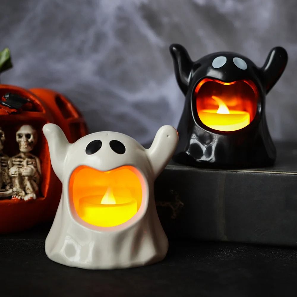 Halloween Ghost Candle Holder | LED Candlestick Lighting & Spooky Party Decoration | 3.14