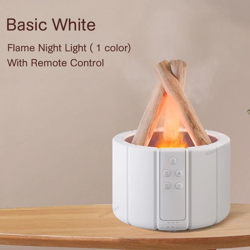 Kinscoter Simulated Flame Aroma Diffuser Bonfire Air Humidifier Ultrasonic Cool Mist Maker with LED Essential Oil Lamp
