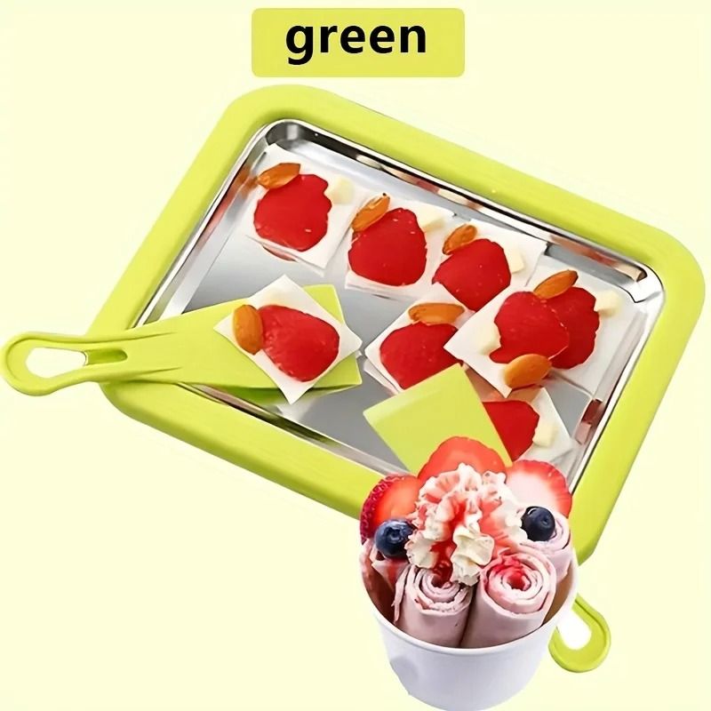 Rolling Ice Cream Maker with Rapid Cooling Plate and Dessert Tray