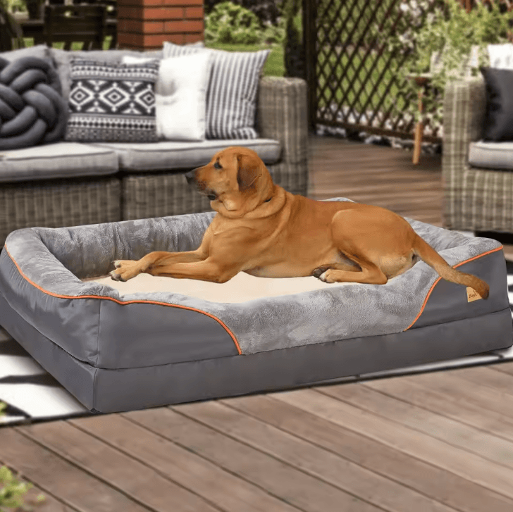 Orthopedic Dog Bed with Cotton-Padded Bolster – Super Soft Pet Sleeping Mat with Removable Cover (L–3XL)