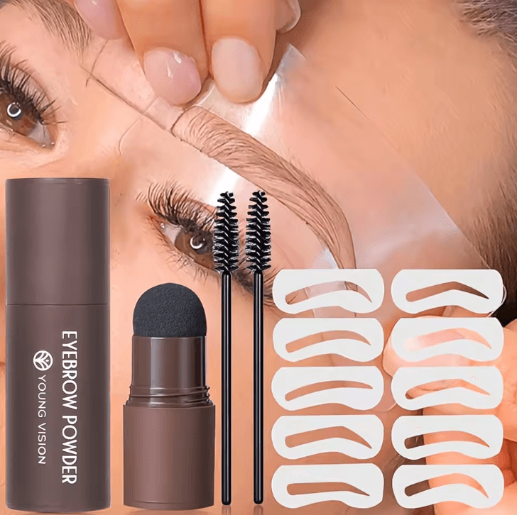 Waterproof Eyebrow Stamp Stencil Kit with 10 Brow Shaping Stencils