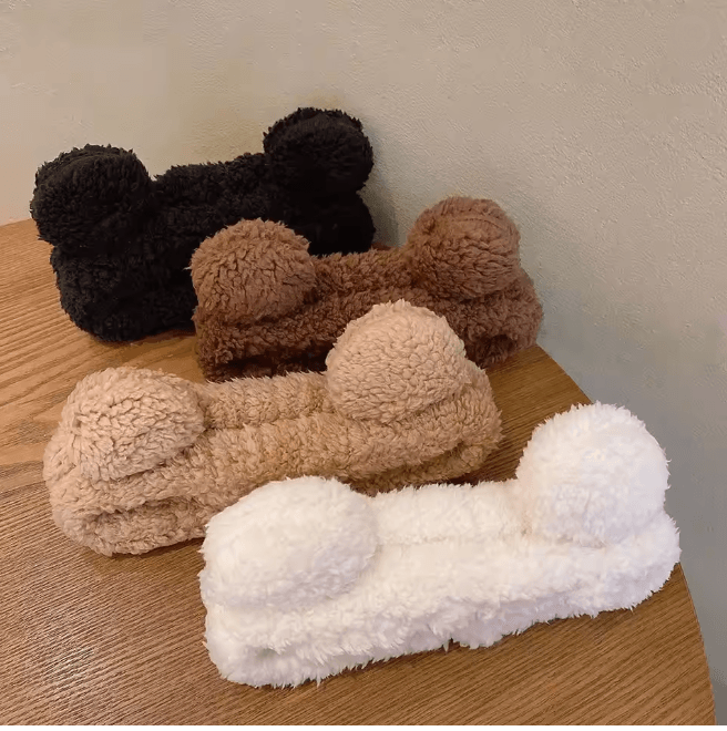 CozyBear Plush Makeup Headband For Face Washing And Skincare