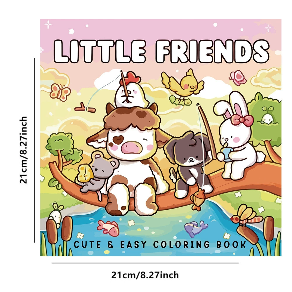 Little Friends Coloring Book, Fun Animal Designs for Stress Relief, Great for Teens and Adults