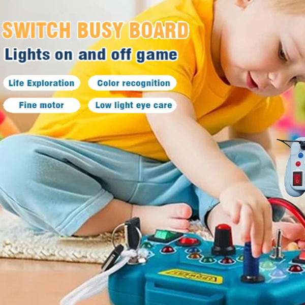 Busy Board LED Lights Switch Sensory Montessori Puzzle Toy for Toddlers Early Learning Electric Puzzle Gift for Kids