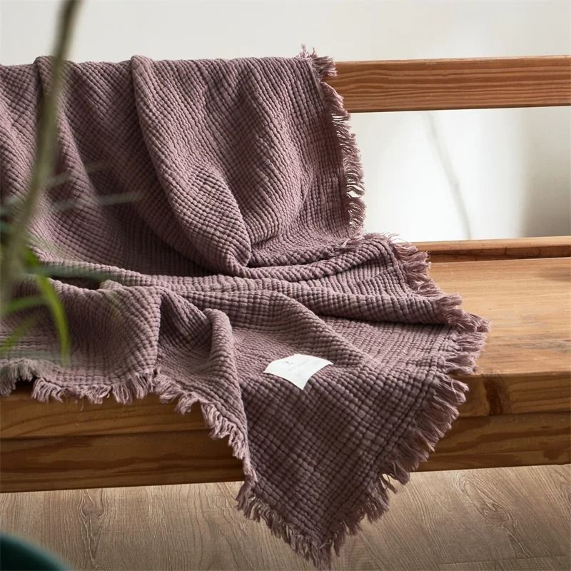 Four Layer Cotton Gauze Blanket with Tassel Edges
