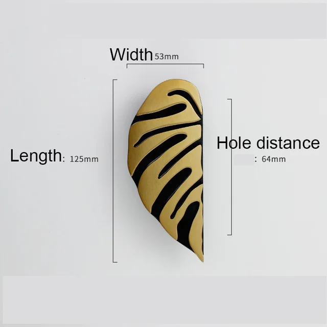 Luxury Leaf Cabinet Handles Black Gold Zinc Alloy Drawer Knobs