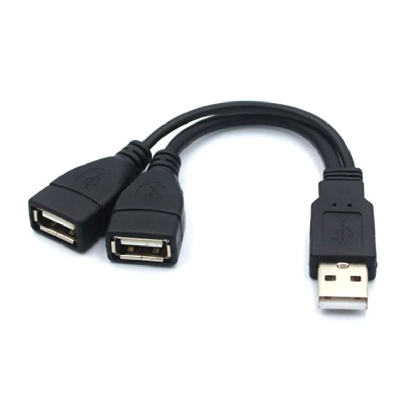USB Splitter Cable 1 Male to 2 Female USB Y Extension Adapter for Charging and Data
