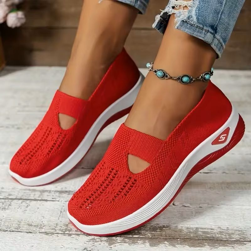 Womens Breathable Knit Sneakers Low Top Casual Shoes