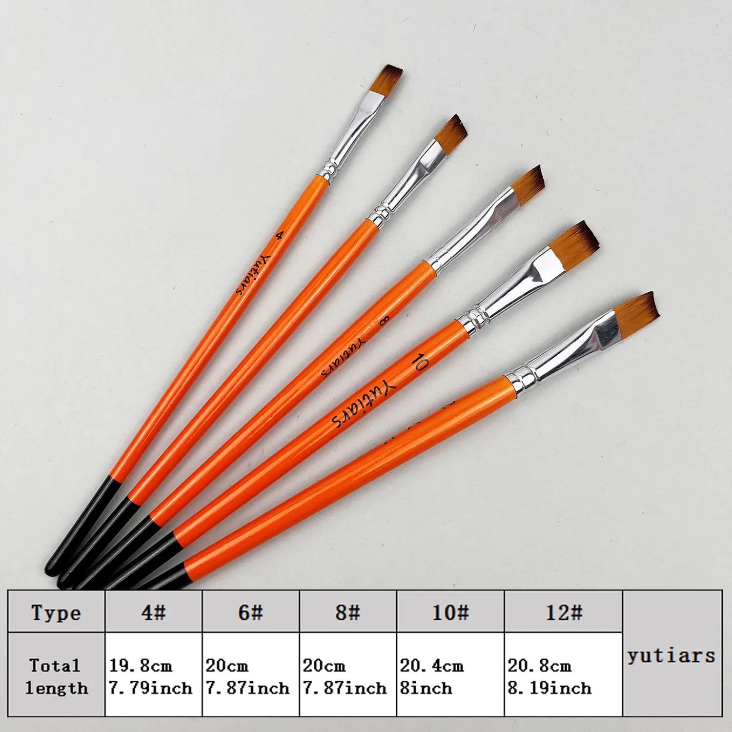 PrecisionCraft 5 Piece Flat Paint Brush Set Nylon Brushes For Acrylic Watercolor And Oil Painting