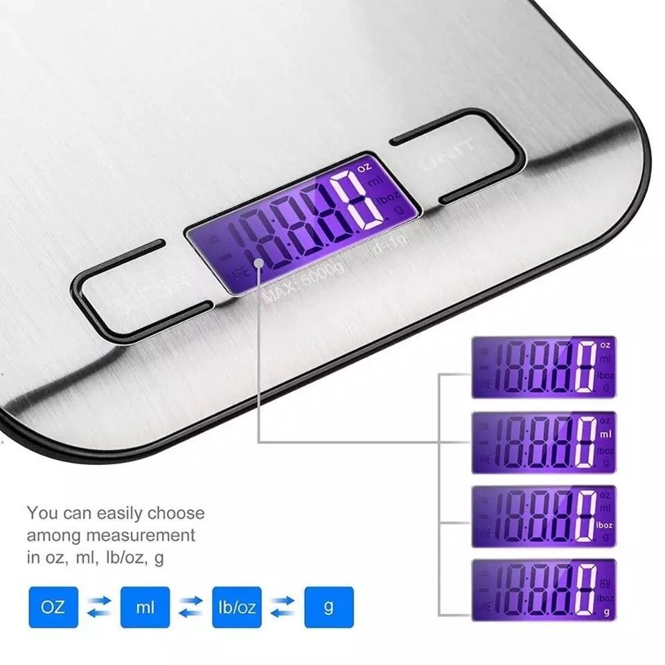 Digital Electronic Kitchen Food Postal Scale with Precision, Stainless Steel, Auto Zero & LCD Display