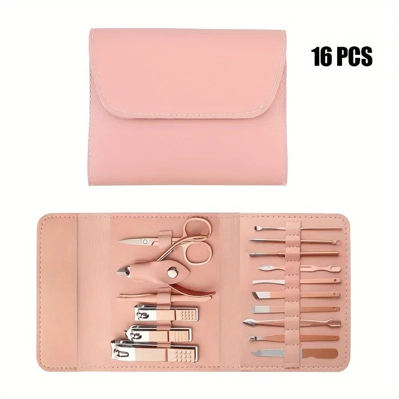 16-Piece Stainless Steel Manicure & Grooming Kit – Precision Nail Clippers & Cuticle Set with Luxury Travel Case