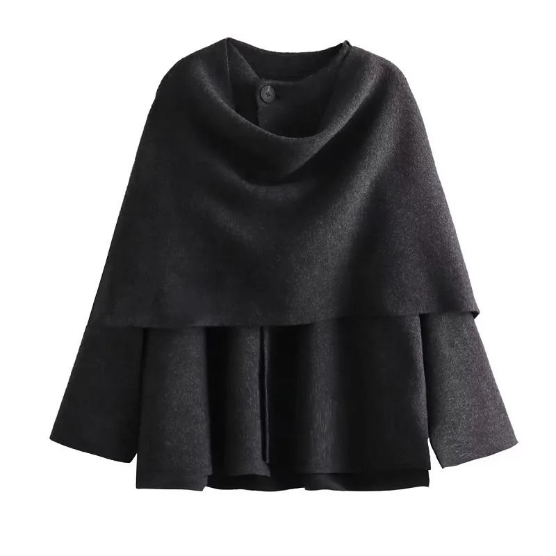 Women Plush Winter Coat with Asymmetric Scarf Collar
