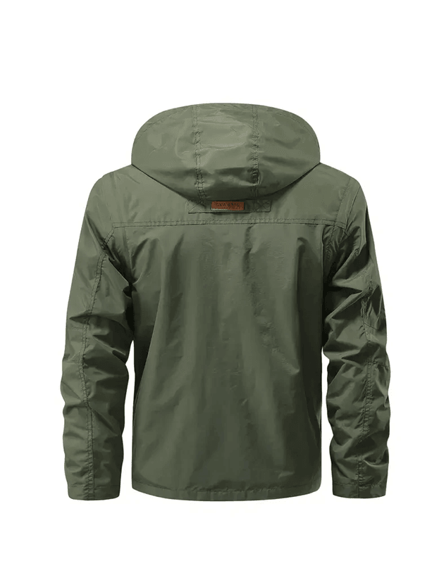 Mens Waterproof Hooded Jacket with Detachable Sleeves Multi Pocket Outdoor Windproof Coat