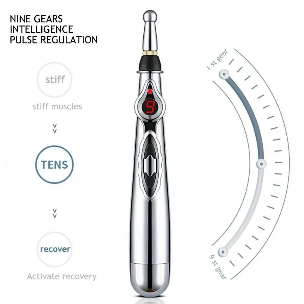 Electronic Acupuncture Pen with 2 3 or 5 Heads and 9 Gear Meridian Device