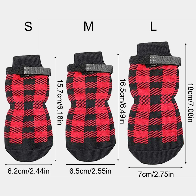 4PCS Double Side Anti Slip Dog Socks