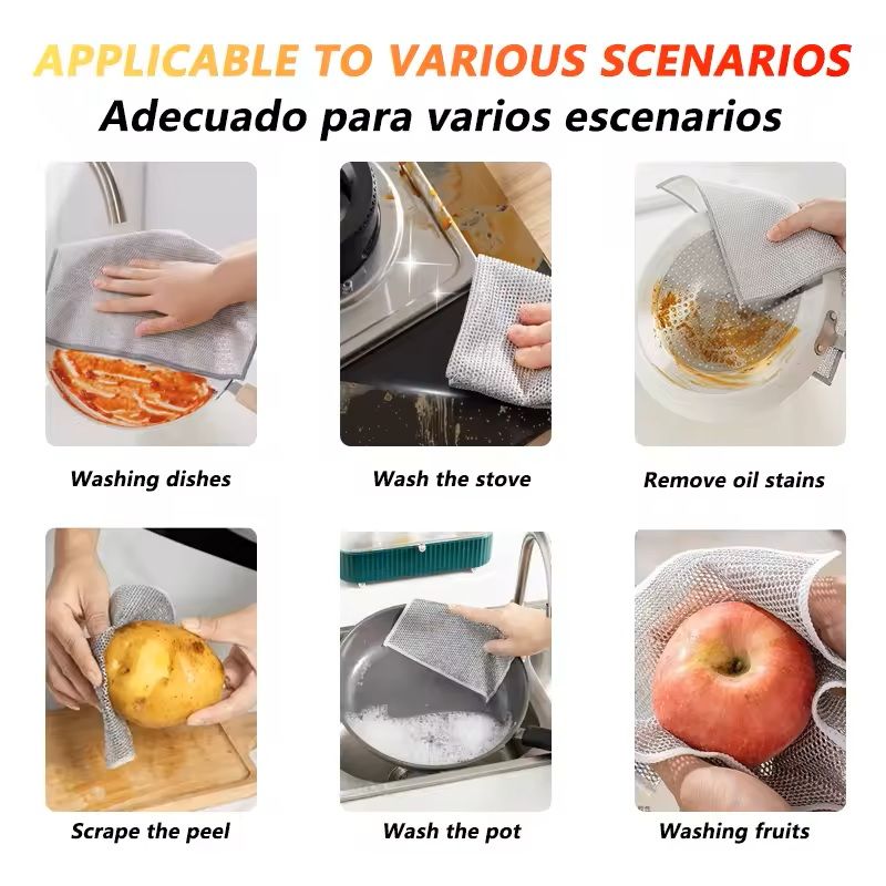 Magic Multipurpose Dishwashing Cloth Wire Mesh Scrubber for Kitchen and Home Cleaning