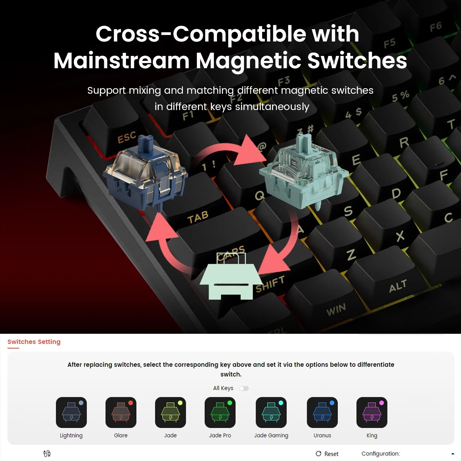 Wired Compact Gaming Keyboard with Magnetic Switches and RGB Lighting