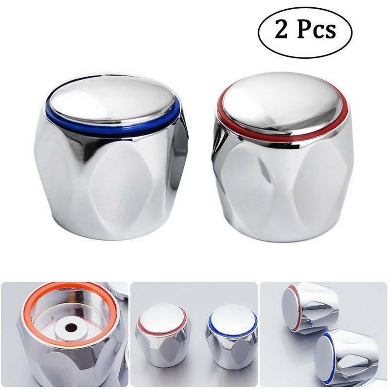 Chrome Hot & Cold Faucet Handle Replacement Set Durable Bathroom Faucet Knobs