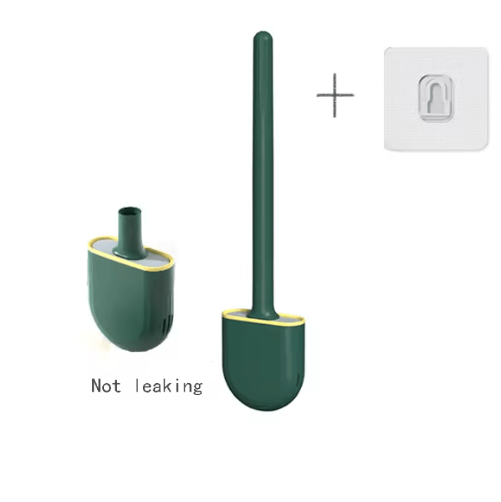 Wall-Mounted Silicone Toilet Brush with Holder – Long Handle Hygienic Bathroom Cleaning Tool