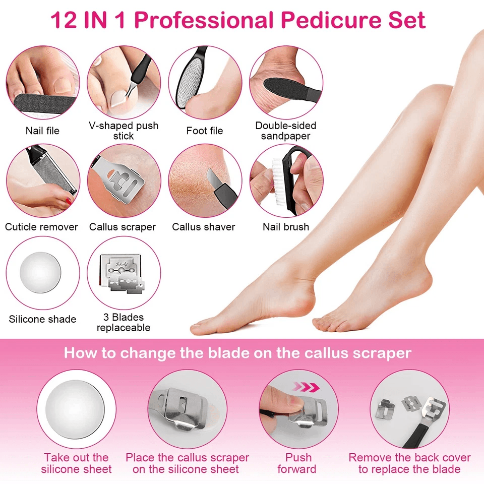 Electric Foot Grinder File Callus & Dead Skin Remover Pedicure Tool, Rechargeable Kit for Smooth Feet at Home