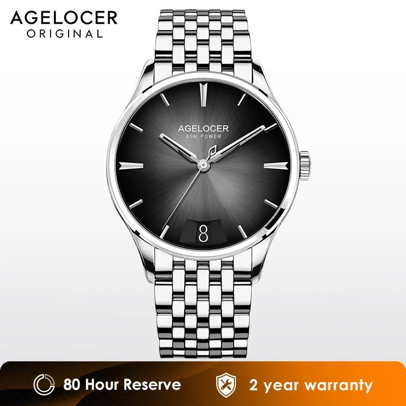 AGELOCER Budapest Automatic Big Calendar Steel Watch for Men