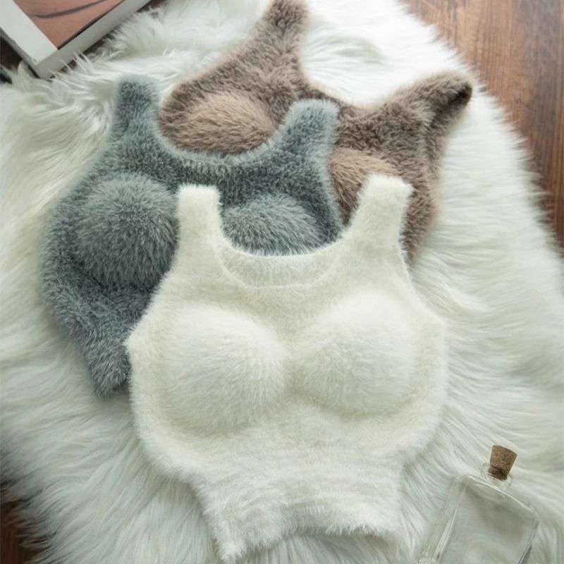 Plush Warm Fleece Camisole Bra Top for Women