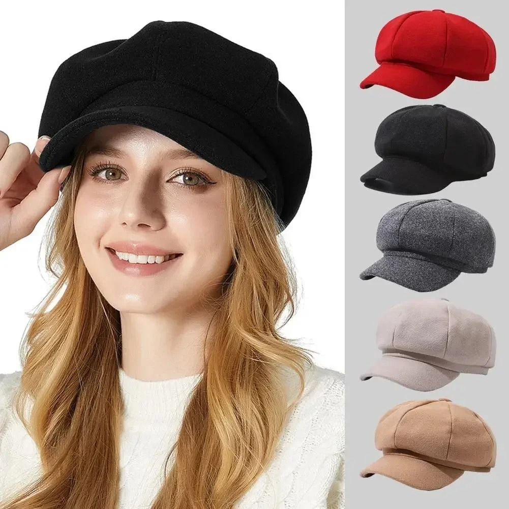 Wool Blend Octagonal Newsboy Cap – Classic Autumn & Winter Beret for Men and Women