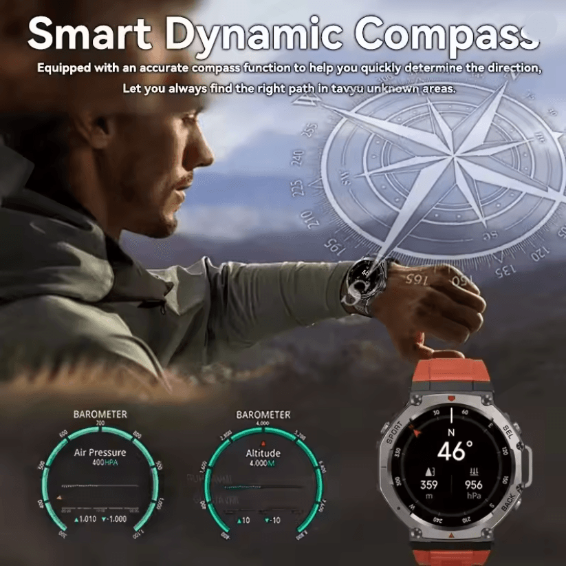 Military Grade Smart Watch with Bluetooth Calling GPS and 10ATM Waterproof Protection