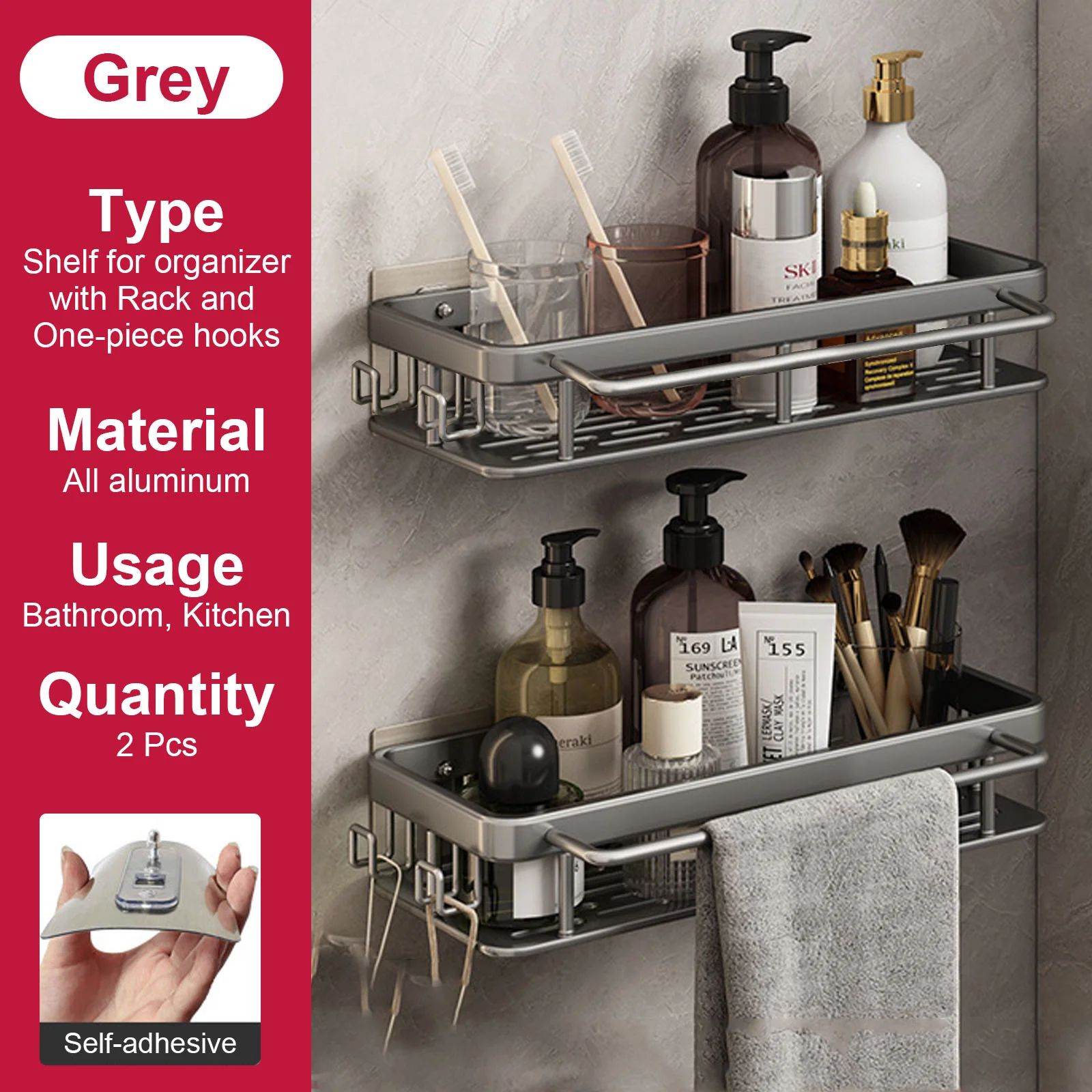 RustGuard Stainless Steel Shower Caddy with Heavy-Duty Suction Mount
