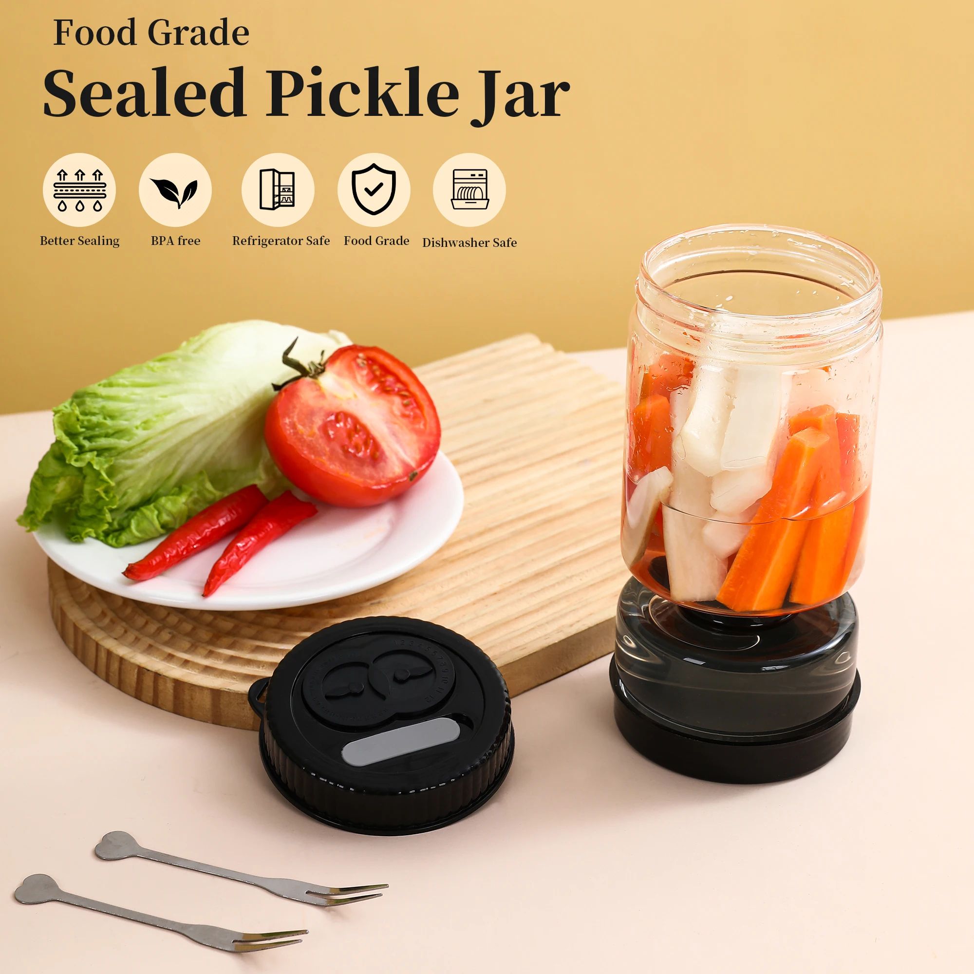 Glass Olive and Pickle Strainer Jar