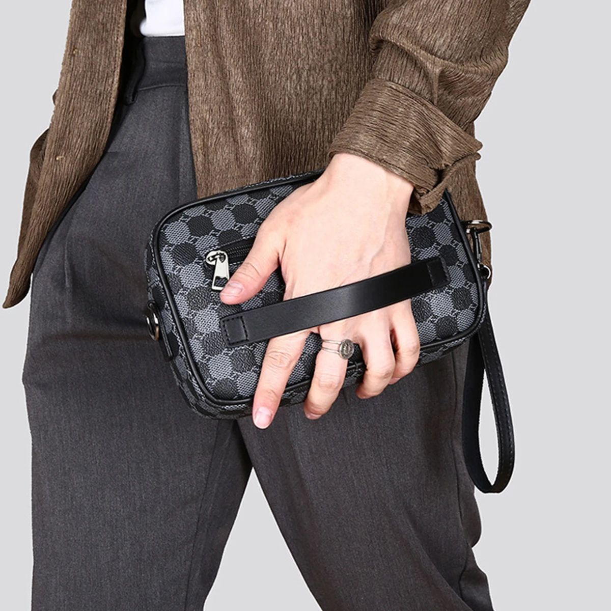 PU Leather Mens Waist Crossbody Bag