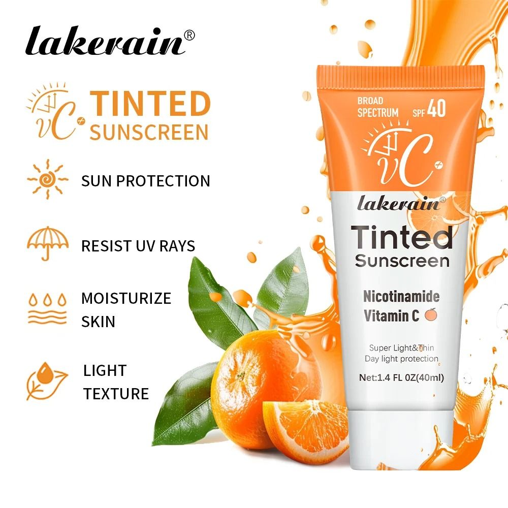 SPF40 Tinted Moisturizing Vitamin C Sunscreen Refreshing UV Skin Protection and Anti-Aging Cream