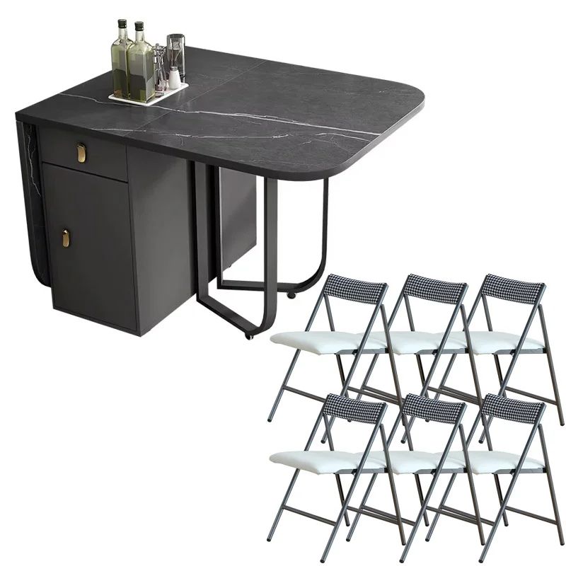 Folding Rectangle Dining Table with Chairs Set