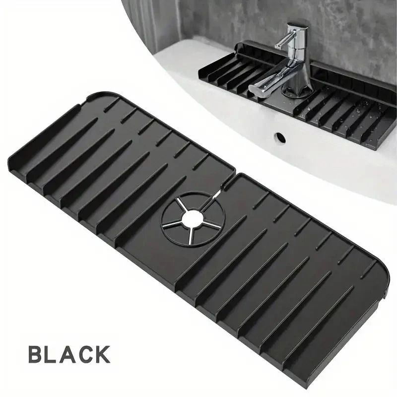 Silicone Faucet Mat Dish Soap Sponge Holder Sink Kitchen Countertop Drying Mat