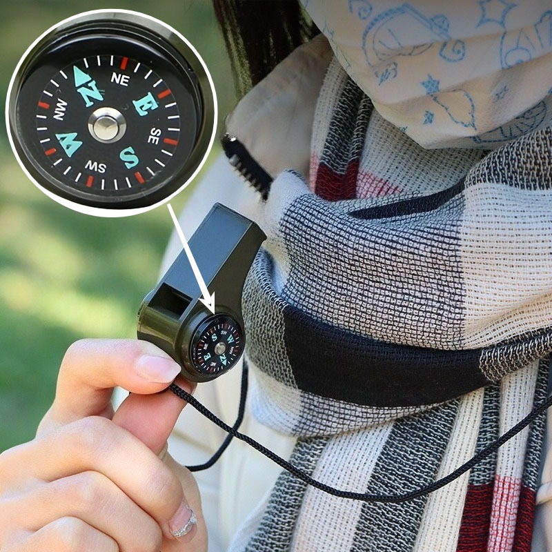Emergency Survival Whistle with Compass and Thermometer Outdoor Safety Gear