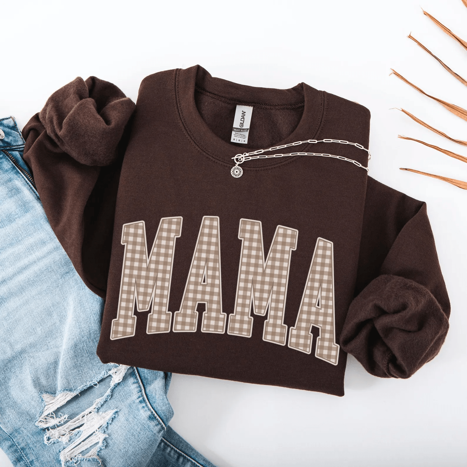 Gingham Mama Sweatshirt Vintage Mama Shirt Trendy Mom Crewneck Mothers Day Gift