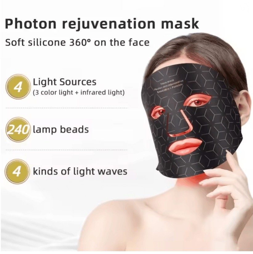 Skindion 4-Color LED Light Therapy Mask – 480 Beads for Face & Neck Rejuvenation