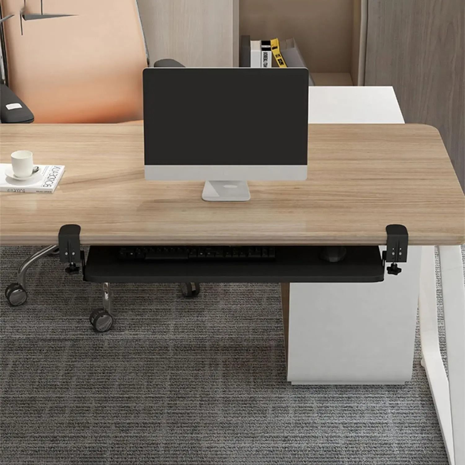 Ergonomic Clamp-On Under-Desk Sliding Keyboard Tray