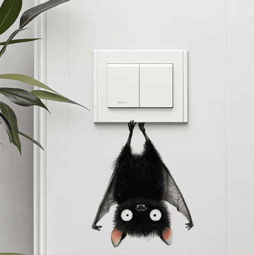 Black Bat Wall Decals – Self-Adhesive Home Wall Art (2pcs Set)