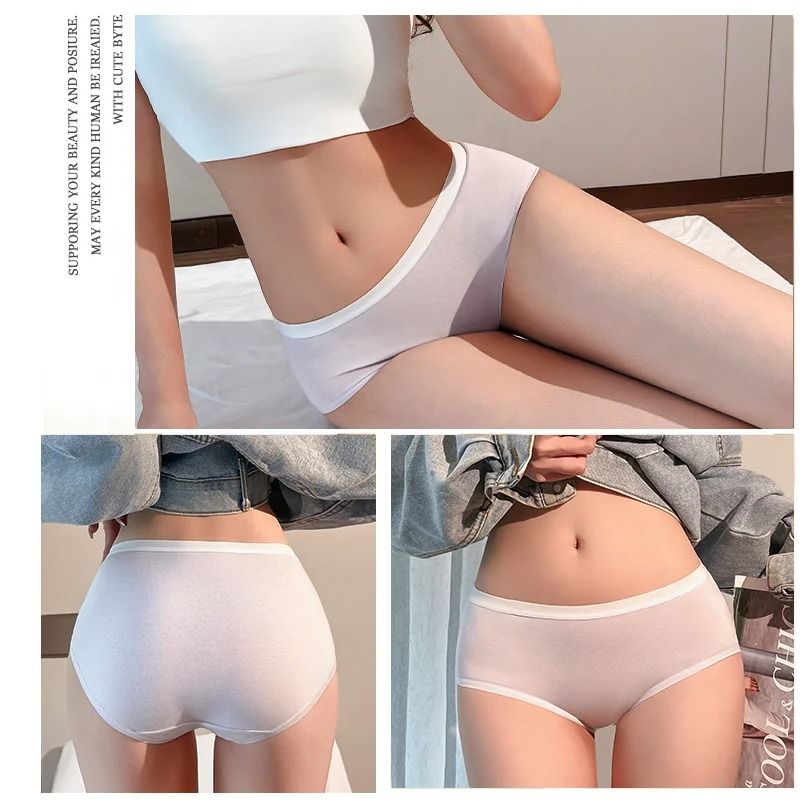 Women Seamless Cotton Brief Panties 3 Piece Set