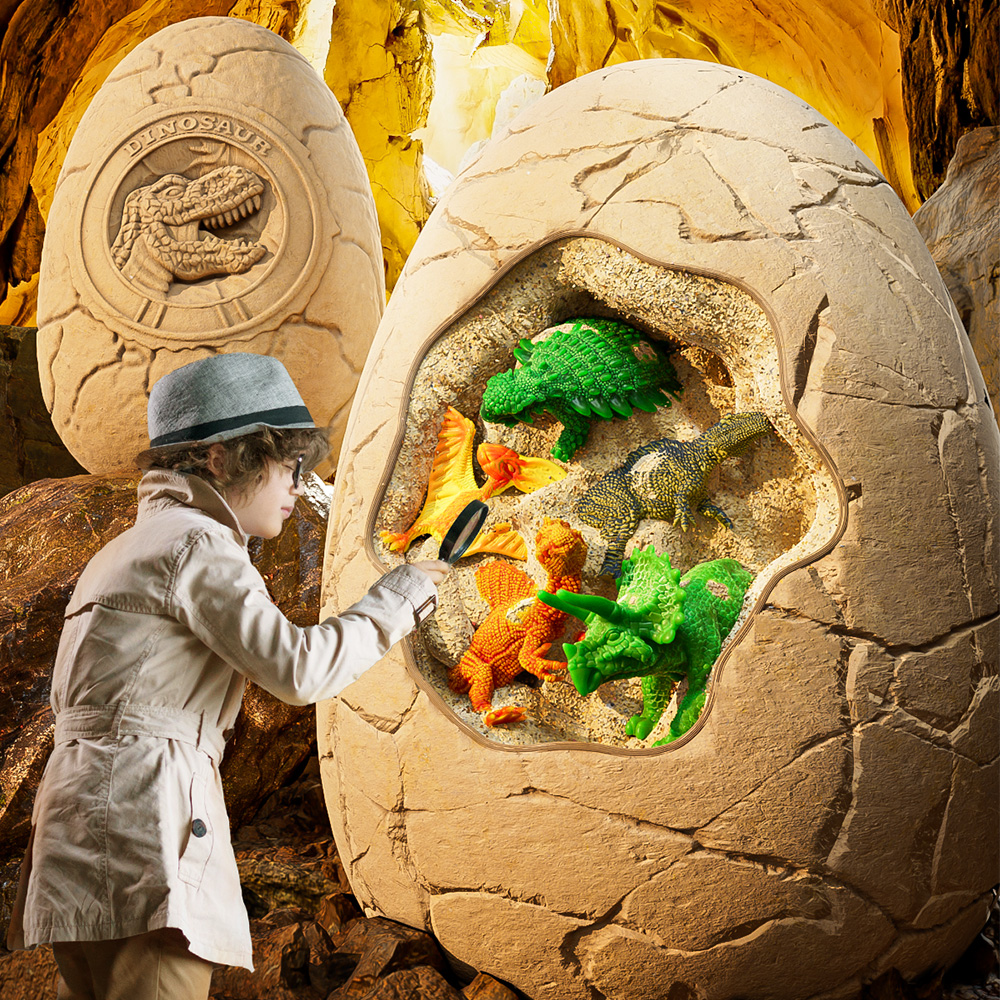 DIY Dinosaur Fossil Dig Kit Kids Archaeology Dig Toy with Dinosaur Egg Excavation