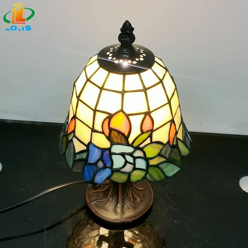 6 Inches Scandinavian Orchid Glass Table Lamp, Small Bedside Night Light for Bedroom Breastfeeding Cafe Decor Gift
