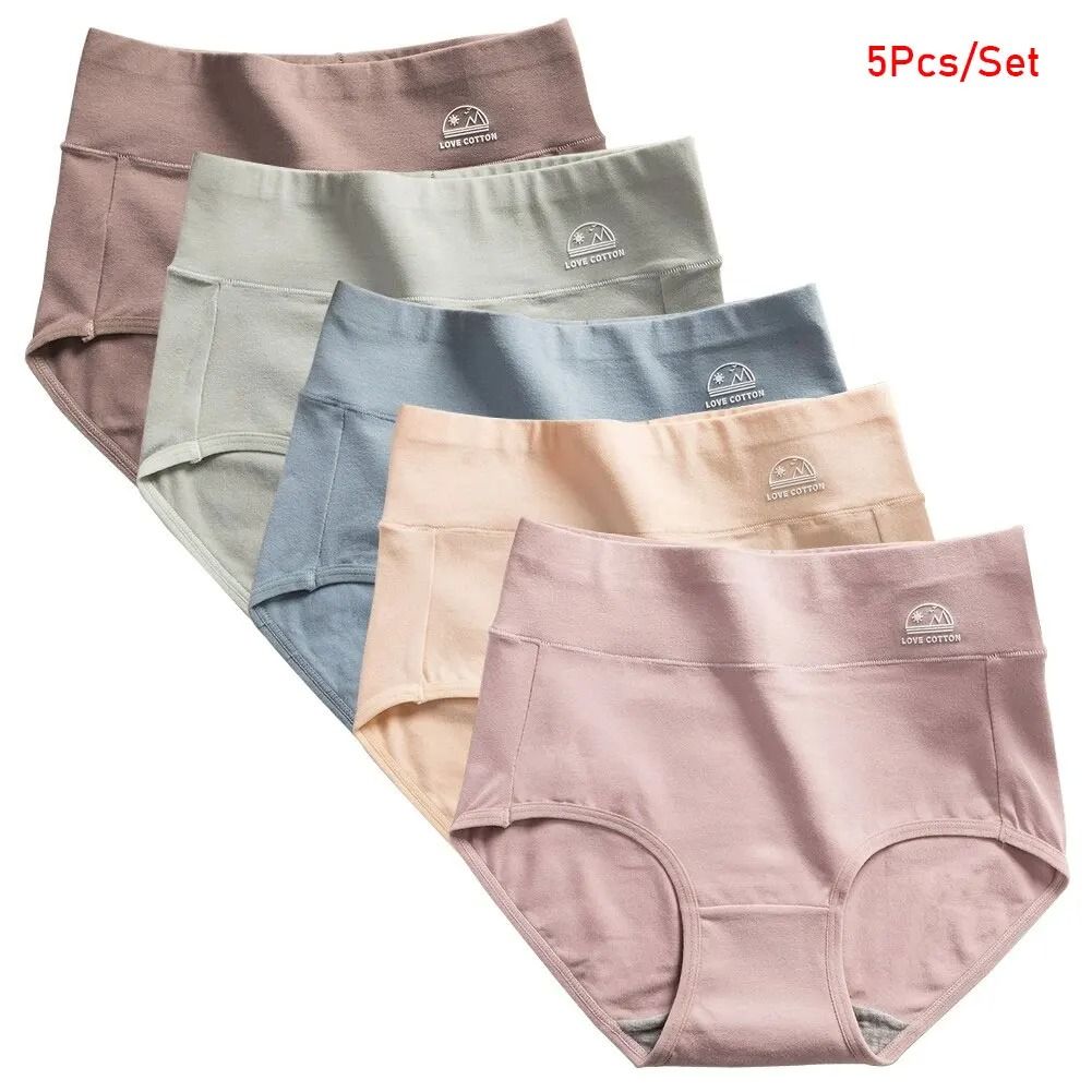 Women Cotton High Waisted Underwear 5 Pack Tummy Control Butt Lift Graphene Antibacterial Breathable